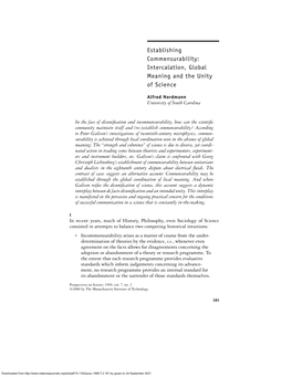 Establishing Commensurability: Intercalation, Global Meaning and the Unity of Science