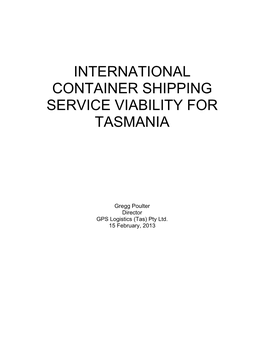 International Container Shipping Service Viability for Tasmania