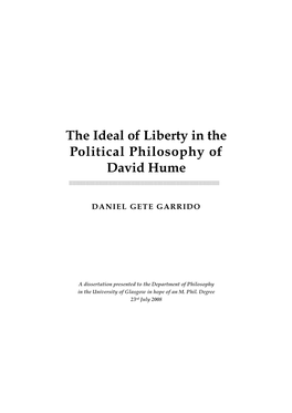 The Ideal of Liberty in the Political Philosophy of David Hume