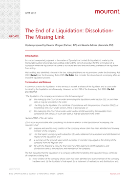 The End of a Liquidation: Dissolution- UPDATE the Missing Link