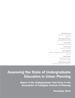 Assessing the State of Undergraduate Education in Urban Planning