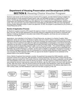 (HPD) SECTION 8: Housing Choice Voucher Program