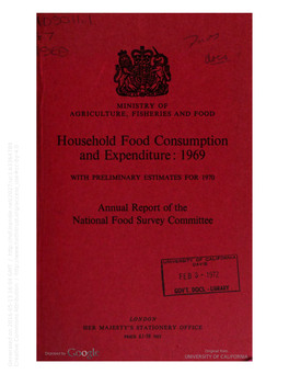 Household Food Consumption and Expenditure: 1969