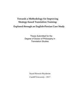 Towards a Methodology for Improving Strategy-Based Translation Training: Explored Through an English-Persian Case Study