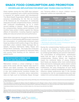 Snack Food Consumption and Promotion Drivers and Implications for Infant and Young Child Nutrition