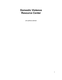 Domestic Violence Resources