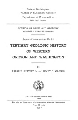 Tertiary Geologic History of Western Oregon and Washington