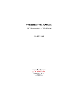 Corso Di Sartoria Teatrale Programma Delle Selezioni