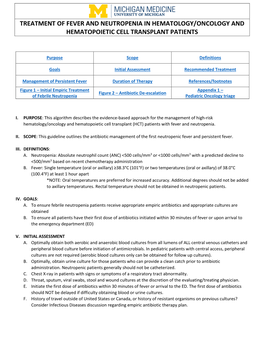 Treatment of Fever and Neutropenia in Hematology/Oncology and Hematopoietic Cell Transplant Patients