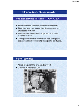 Chapter 2: Plate Tectonics – Overview Introduction to Oceanography Plate