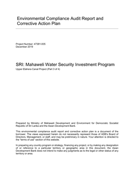 47381-005: Mahaweli Water Security Investment Program