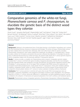 Comparative Genomics of the White-Rot Fungi, Phanerochaete Carnosa and P