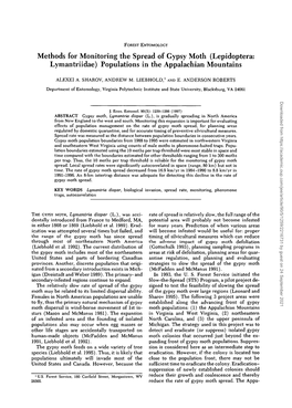 Methods for Monitoring the Spread of Gypsy Moth (Lepidoptera: Lymantriidae) Populations in the Appalachian Mountains