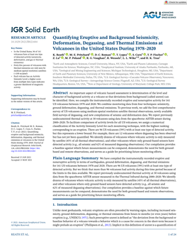 Quantifying Eruptive and Background Seismicity, Deformation, Degassing, and Thermal Emissions at Volcanoes in the United States