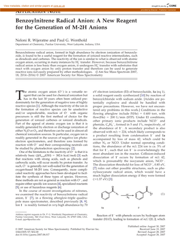 Benzoylnitrene Radical Anion: a New Reagent for the Generation of M-2H Anions