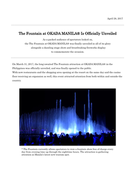 The Fountain at OKADA MANILA® Is Officially Unveiled