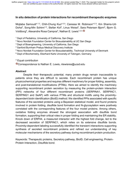 In Situ Detection of Protein Interactions for Recombinant Therapeutic Enzymes