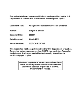 Analysis of Footwear Impression Evidence