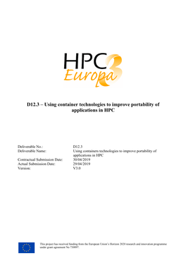 D12.3 – Using Container Technologies to Improve Portability of Applications in HPC