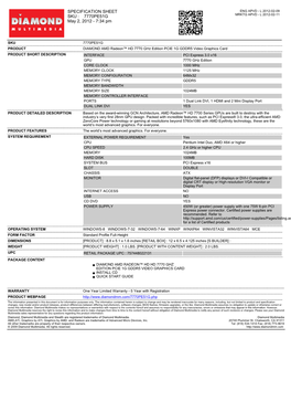 Specification Sheet Sku : 7770Pe51g