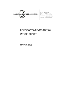 Review of Taxi Fares 2007/08 Interim Report March 2008