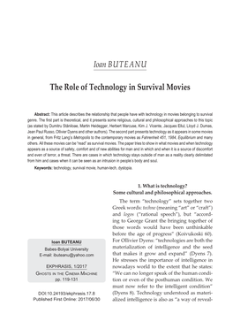 Ioan BUTEANU the Role of Technology in Survival Movies