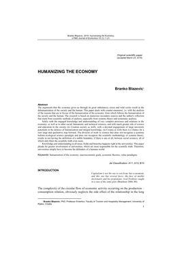 Humanizing the Economy