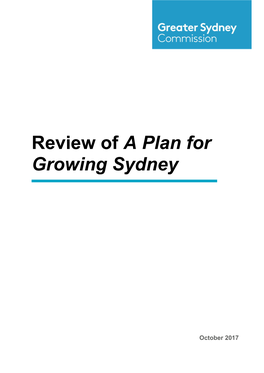 Review of a Plan for Growing Sydney