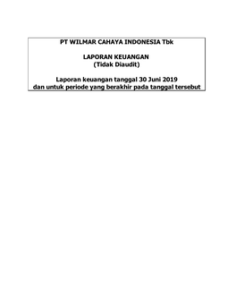 PT WILMAR CAHAYA INDONESIA Tbk LAPORAN KEUANGAN