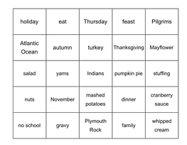 Thanksgiving Bingo