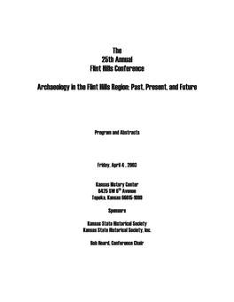 25Th Annual Flint Hills Conference Program & Abstracts, April 4, 2003