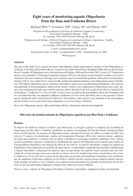 Eight Years of Monitoring Aquatic Oligochaeta from the Baía and Ivinhema Rivers