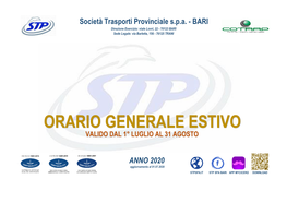 Orario Estivo 2020