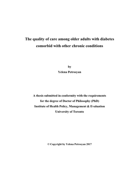 The Quality of Care Among Older Adults with Diabetes Comorbid with Other Chronic Conditions