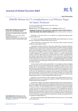 HMGB1 Release by C5 a Anaphylatoxin Is an Effective Target for Sepsis Treatment