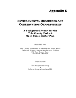 Appendix E ENVIRONMENTAL RESOURCES and CONSERVATION OPPORTUNITIES