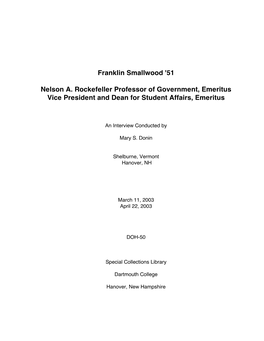 Franklin Smallwood '51 Nelson A. Rockefeller