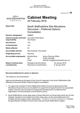 South Staffordshire Site Allocations Document – Preferred Options Consultation