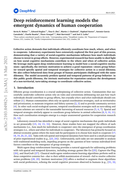 Deep Reinforcement Learning Models the Emergent Dynamics of Human Cooperation