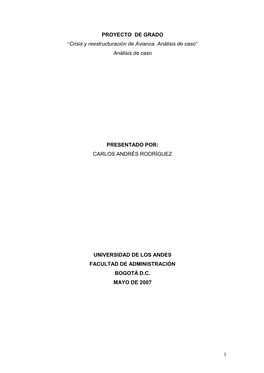 Crisis Y Reestructuración De Avianca. Análisis De Caso” Análisis De Caso