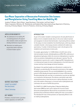 Gas-Phase Separation of Benzocaine Protonation Site Isomers and Phenylalanine Using Travelling-Wave Ion Mobility MS Jonathan P