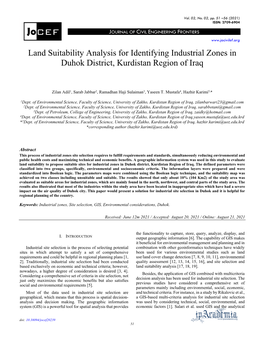 Land Suitability Analysis for Identifying Industrial Zones in Duhok District, Kurdistan Region of Iraq