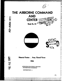 History of the Army Ground Forces. Study Number 25. the Airborne Command and Center