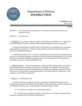 Dod Instruction 4540.01, June 2, 2015