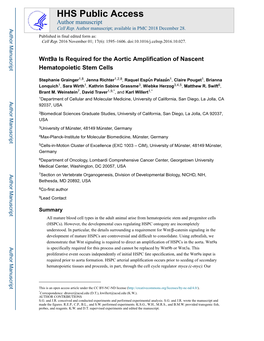 Wnt9a Is Required for the Aortic Amplification of Nascent Hematopoietic Stem Cells