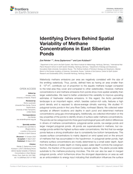 Identifying Drivers Behind Spatial Variability of Methane Concentrations in East Siberian Ponds