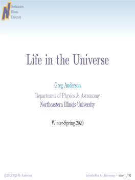 Life in the Universe