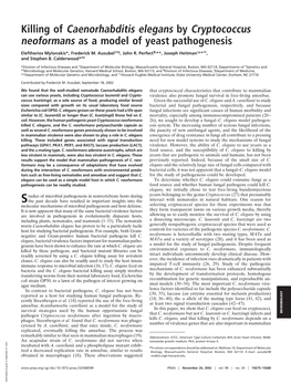 Killing of Caenorhabditis Elegans by Cryptococcus Neoformans As a Model of Yeast Pathogenesis