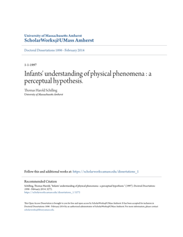 Infants' Understanding of Physical Phenomena : a Perceptual Hypothesis