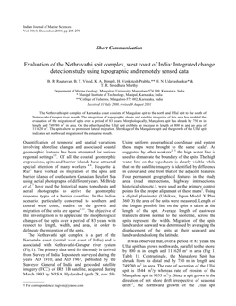 Evaluation of the Nethravathi Spit Complex, West Coast of India: Integrated Change Detection Study Using Topographic and Remotely Sensed Data